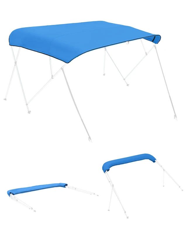 Alt view image 8 of 8 - VEVOR 4 Bow Bimini Top Replacement Cover, 8 ft Long Durable 600D Marine Grade Waterproof Sun Shade Boat Canopy with Storage Boot, Easy Install Zipper Sleeve Awning, 96"L x (97"-103")W, Blue (No Frame)