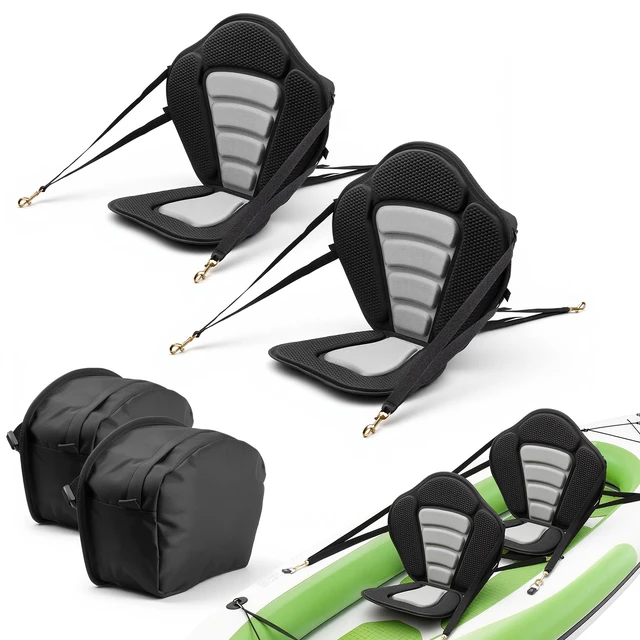 Alt view image 8 of 8 - VEVOR Kayak Seat, 2 Pack 0.5" Thick, Universal Paddle Board Seat with Back Support, Sit-on-Top Soft Padded Cushion with Storage Bag & Adjustable Straps for SUP, Canoe, Fishing Boat, Inflatable Kayak