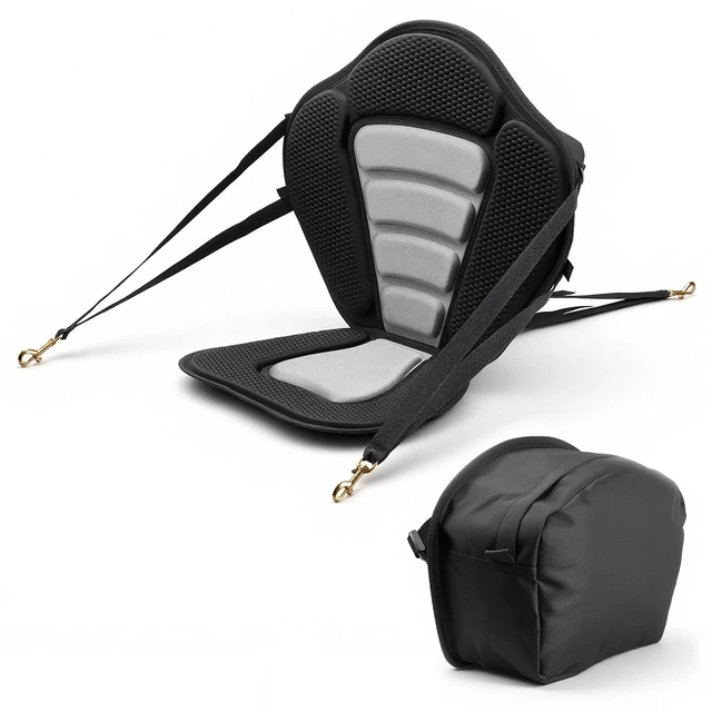 Alt view image 8 of 8 - VEVOR Kayak Seat, 1 Pack 0.5" Thick, Universal Paddle Board Seat with Back Support, Sit-on-Top Soft Padded Cushion with Storage Bag & Adjustable Straps for SUP, Canoe, Fishing Boat, Inflatable Kayak