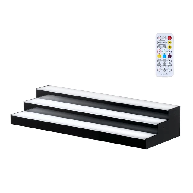 Alt view image 15 of 15 - VEVOR LED Lighted Liquor Bottle Display, 3 Tiers 30 inches, Acrylic Illuminated Home Bar Shelf Display with RF Remote & App Control, DIY Setup with Type-C Cables, 9 Static Colors, for 21-30 Bottles