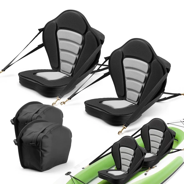 Alt view image 8 of 8 - VEVOR Kayak Seat, 2 Pack 2" Thick, Universal Paddle Board Seat with Back Support, Sit-on-Top Soft Padded Cushion with Storage Bag & Adjustable Straps for SUP, Canoe, Fishing Boat, Inflatable Kayak