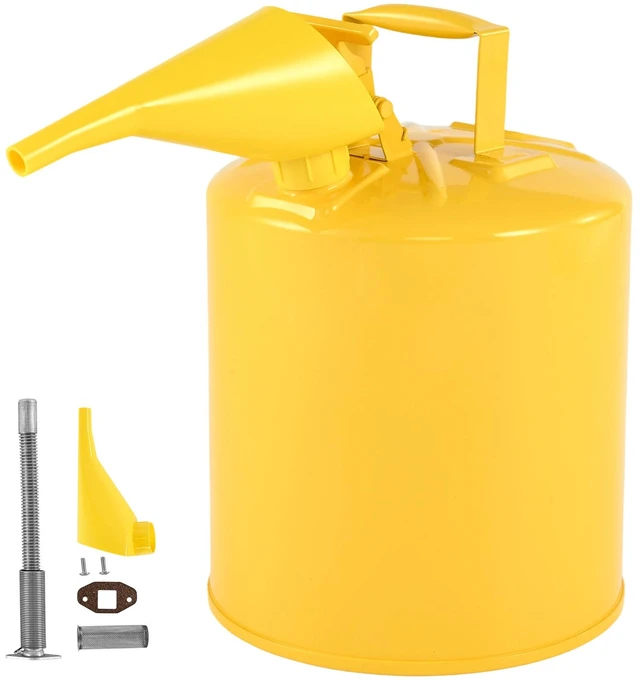 Alt view image 9 of 9 - Safety Can, 5 Gallon Type I Yellow Safety Can for Diesel with Stainless Steel Flame Arrester, Self-Closing Lid, and PE Funnel, Carbon Steel Flammable Storage Container with Ergonomic Handle