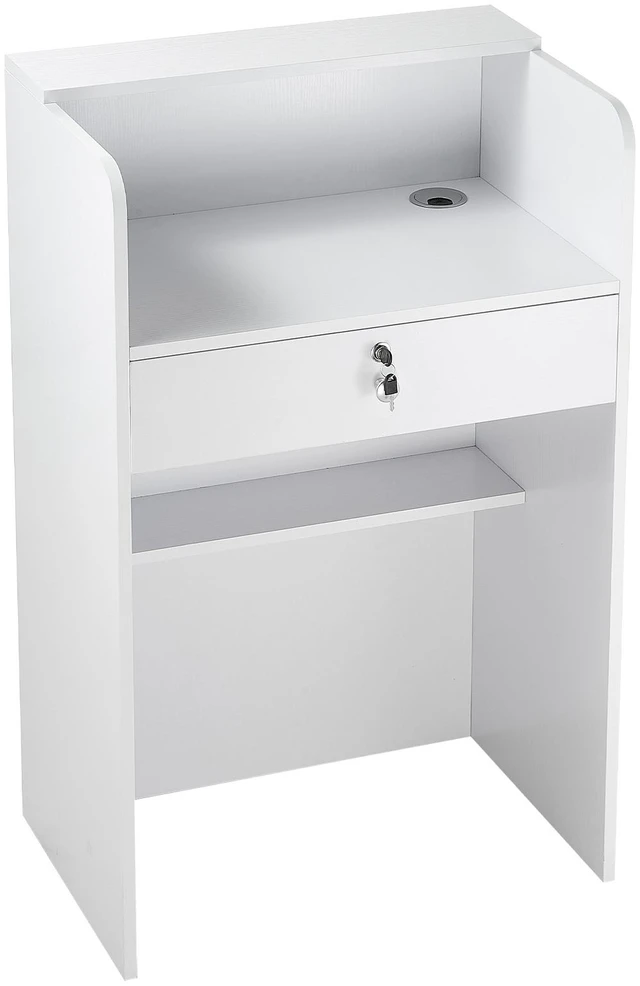 Alt view image 2 of 2 - Vevor Reception Desk, 23.6 inch Rectangular Front Counter Table, Modern Office Reception Desk with Drawer, Small Minimalist Retail Counter Table for Checkout, Lobby, Beauty Salon and Office, White
