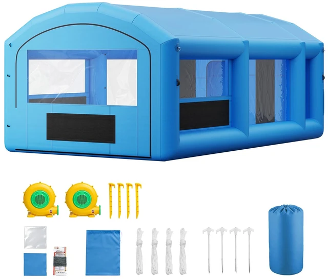 Main image of VEVOR Inflatable Paint Booth, 23 x 13 x 9 ft, Portable Spray Booth with 480W+750W Blowers, Large Filter Cotton, Changing Area, Arched Roof Painting Tent for ATV, Motorcycle, Medium Furniture, Blue