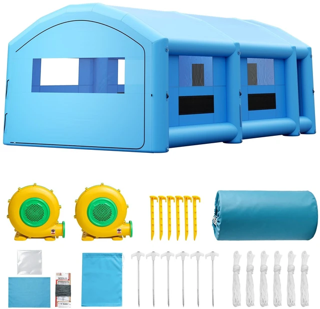 Main image of VEVOR Inflatable Paint Booth, 33 x 20 x 13 ft, Portable Spray Booth with 950W+1100W Blowers, Large Filter Cotton, Changing Area, Arched Roof Painting Tent for Full-Size Pickup Truck, Small Speedboat
