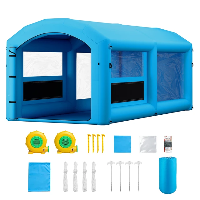 Alt view image 2 of 2 - VEVOR Inflatable Paint Booth, 20 x 10 x 8 ft, Portable Spray Booth with 480W+750W Blowers and Large Filter Cotton, Arched Roof Blow Up Painting Tent for ATV, Motorcycle, and Medium Furniture, Blue