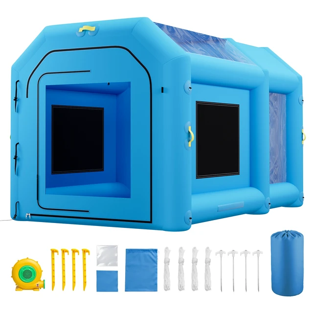 Alt view image 2 of 2 - VEVOR Inflatable Paint Booth, 13.1 x 8.2 x 8.2 ft, Portable Spray Booth with 750W Powerful Blower and Large Filter Cotton, Blow Up Painting Tent for Bike, Motorcycle, and Small Furniture, Blue