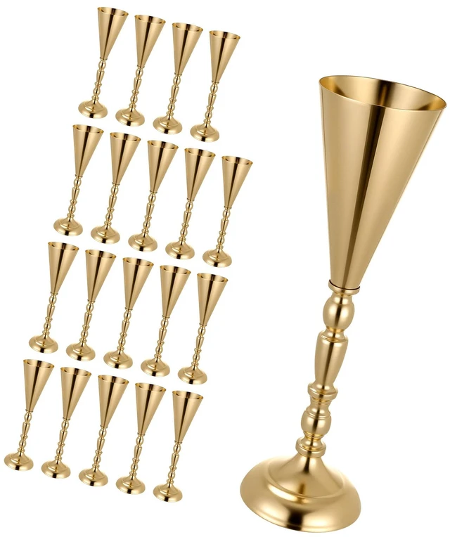 Alt view image 8 of 8 - VEVOR 20 PCS Wedding Flower Vase, 16.9 in Tall Trumpet Flower Table Centerpieces, Banquet Vases Easy Installation, Electroplated Versatile Arrangement Stand for Party Events Home Decor Reception, Gold