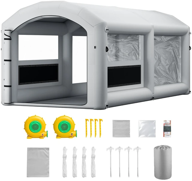 Alt view image 2 of 2 - VEVOR Inflatable Paint Booth, 20 x 10 x 8 ft, Portable Spray Booth with 480W+750W Blowers and Large Filter Cotton, Arched Roof Blow Up Painting Tent for ATV, Motorcycle, and Medium Furniture, Gray