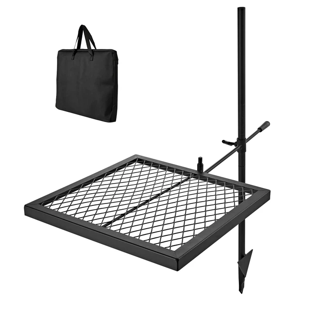 Alt view image 8 of 8 - VEVOR Heavy Duty Swivel Campfire Grill, 16" Portable Camping Grill Grate, Sturdy Steel BBQ Mesh, 360° Height Adjustable Over Fire Pit Equipment with Carrying Bag, for Outdoor Open Flame Cooking, Black
