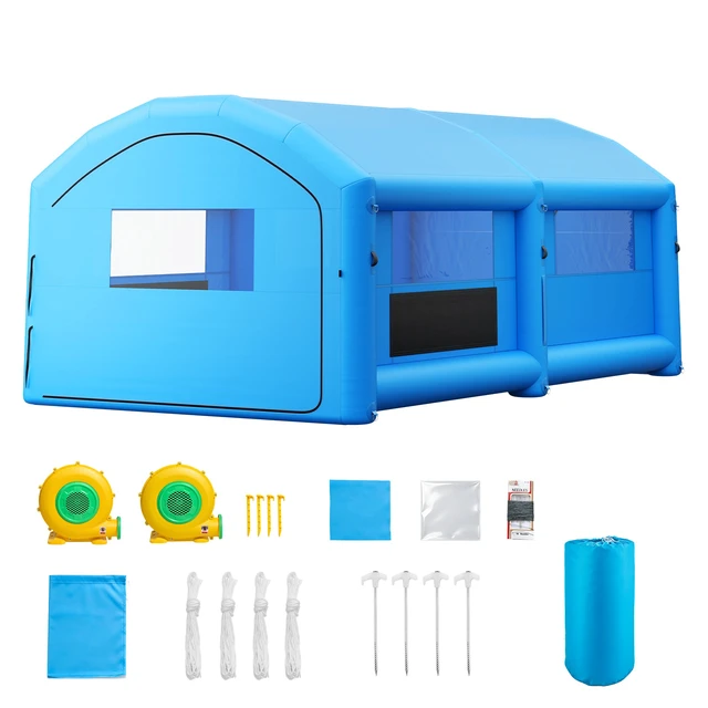 Alt view image 2 of 2 - VEVOR Inflatable Paint Booth, 23 x 13 x 9 ft, Portable Spray Booth with 480W+750W Blowers and Large Filter Cotton, Arched Roof Blow Up Painting Tent for Mid-Size Pickup Truck, Large Furniture, Blue