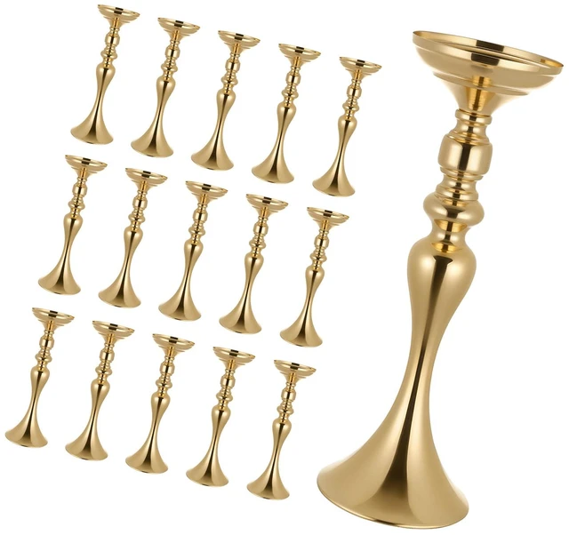 Main image of VEVOR 16 PCS Wedding Flower Vase, 15 in Tall Flower Table Centerpieces, Crystal Banquet Vases Easy Installation, Electroplated Versatile Arrangement Stand for Party Events Home Decor Reception, Gold