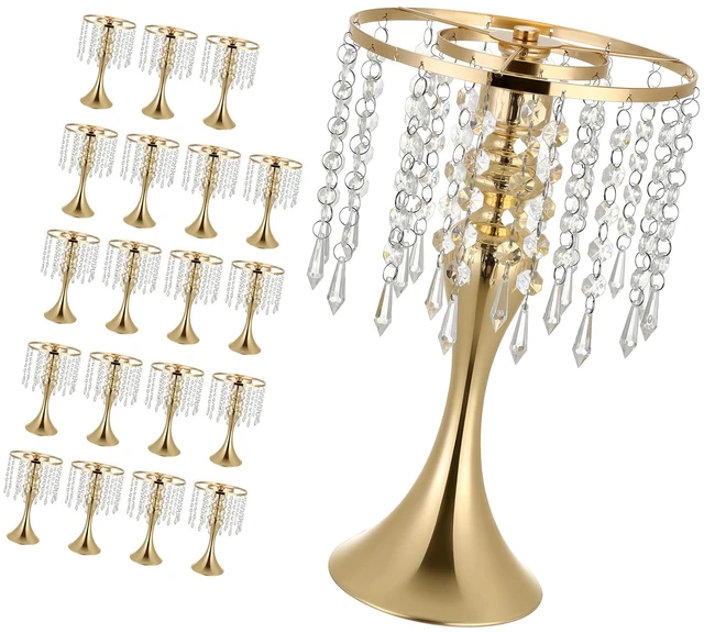 Main image of VEVOR 20 PCS Wedding Flower Vase, 13.2 in Tall Flower Table Centerpieces, Crystal Banquet Vases Easy Installation, Electroplated Finish, Versatile Arrangement Stand for Party Events Home Decor, Gold