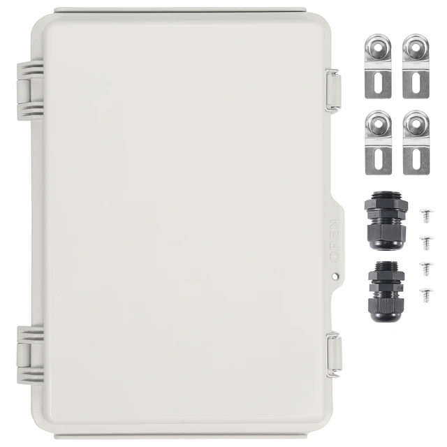 Alt view image 2 of 2 - VEVOR Outdoor Electrical Junction Box, 16.93 x 12.99 x 7.09 in, ABS Plastic Electrical Enclosure Box with Hinged Cover Stainless Steel Latch, IP67 Dustproof Waterproof for Outdoor Electrical Projects