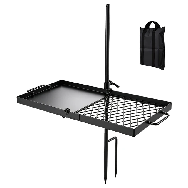 Alt view image 8 of 8 - VEVOR Heavy Duty Swivel Campfire Grill, 24" Portable Camping Grill Grate & Griddle, Sturdy Steel BBQ Mesh, 360° Height Adjustable Over Fire Pit Equipment, for Outdoor Open Flame Cooking, Black