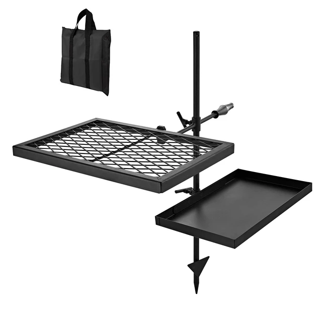 Alt view image 8 of 8 - VEVOR Heavy Duty Swivel Campfire Grill, Double Layer Portable Camping Grill Grate & Griddle, Sturdy Steel BBQ Mesh, 360° Height Adjustable Over Fire Pit, for Outdoor Open Flame Cooking, Black