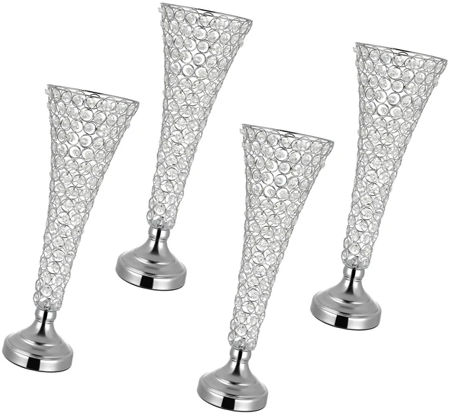 Alt view image 8 of 8 - VEVOR 4 PCS Crystal Wedding Flower Vase, 20 in Tall Flower Table Centerpieces, Crystal Cylinder Banquet Vases Easy Installation, Versatile Arrangement Stand for Party Events Room Home Decor, Silver