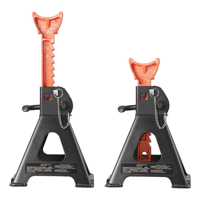 Alt view image 8 of 8 - VEVOR Jack Stands, 3 Ton (6,600 lbs) Capacity, 10.8-16.3 in Adjustable Height, Heavy Duty Steel Jack Auto Stands with Double Locking, for Lifting SUV, Pickup, Car, UTV/ATV, 1 Pair, Black and Orange