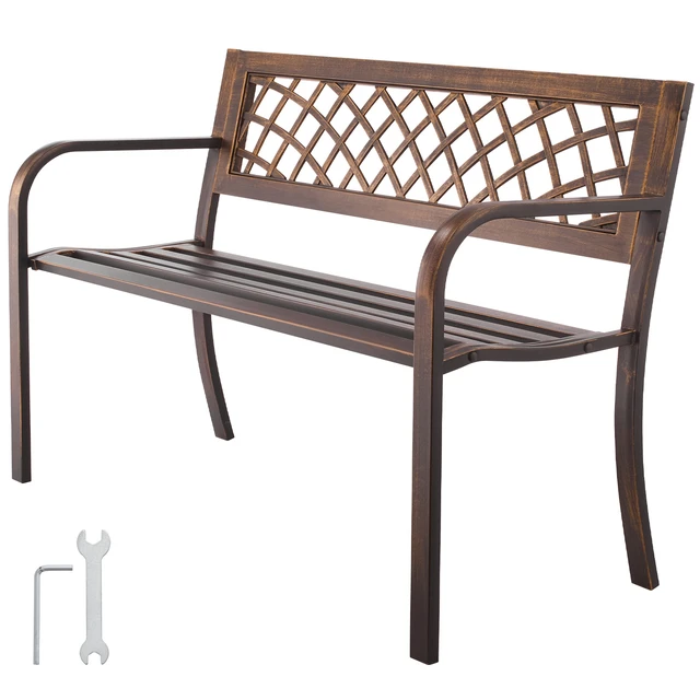 Alt view image 2 of 2 - VEVOR Outdoor Bench Patio Bench 46 inch Metal Frame PVC Mesh Backrest for Porch