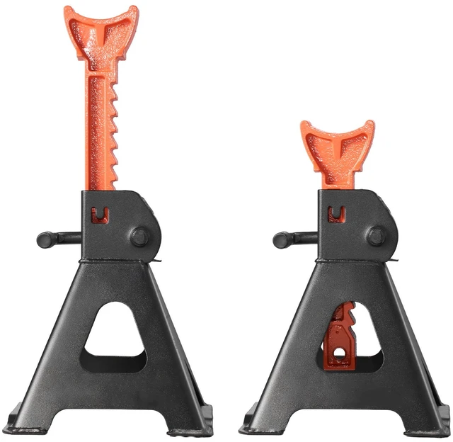 Main image of VEVOR Jack Stands, 3 Ton (6,600 lbs) Capacity, 10.8-16.3 in Adjustable Height, Heavy Duty Steel Jack Auto Stands with Locking, for Lifting SUV, Pickup, Car and UTV/ATV, 1 Pair, Black and Orange