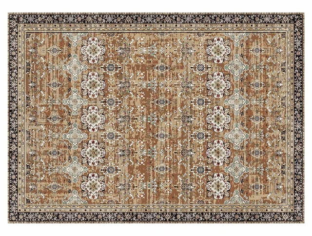 Alt view image 8 of 8 - Large Area Rug 9 x 12 ft Anti-Skid Tear-Resistant Floor Mat Vintage Brown Green