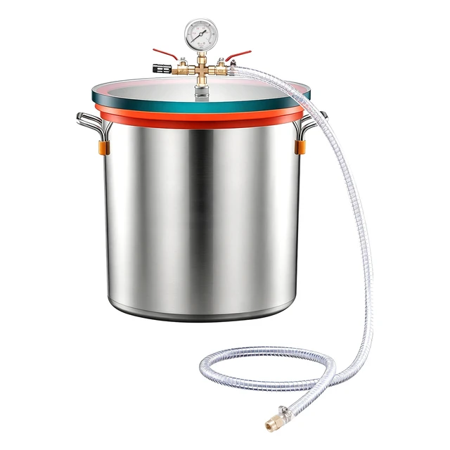 Alt view image 8 of 8 - VEVOR 9 Gallon Vacuum Chamber, Stainless Steel, Vacuum Degassing Chamber with Tempered Glass Lid, Hose, Air Filter, for Resin Casting, Stabilizing Wood, Degassing Silicone, Epoxies, Essential Oils