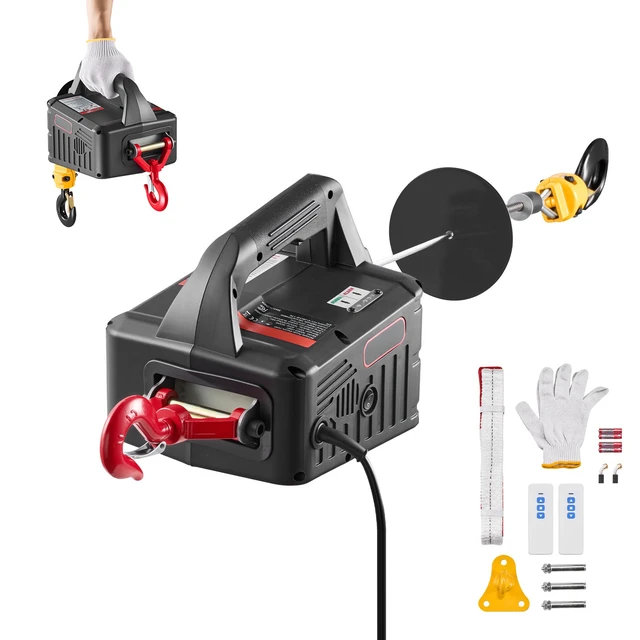 Alt view image 9 of 9 - 2-in-1 Electric Hoist Winch, 1100 lbs Capacity, 1500W Portable Power Winch Crane, 25 ft Lifting Height, 16.4 ft/min with Manual and Wireless Remote Control for Factory, Warehouss, Garage