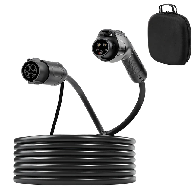 Alt view image 9 of 9 - VEVOR EV Charger Extension Cable, 40Amp 40 ft J1772 Extension Cord Compatible with 120V-240V SAE J1772 Electric Vehicle Chargers, Level 1/Level 2 IP66 Heavy Duty Car Charging Cable with Carrying Bag