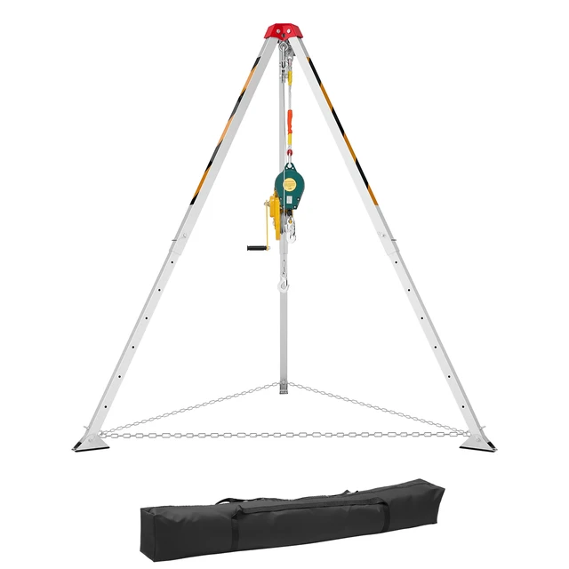 Alt view image 9 of 9 - Confined Space Tripod Kit, Heavy Duty Rescue Tripod Lifting Hoist 1800 lbs Winch, 4.1 ft Adjustable Legs, 65 ft Cable Portable Kit, 32.8 ft Fall Protection, 4.40-7.05 ft Working Height