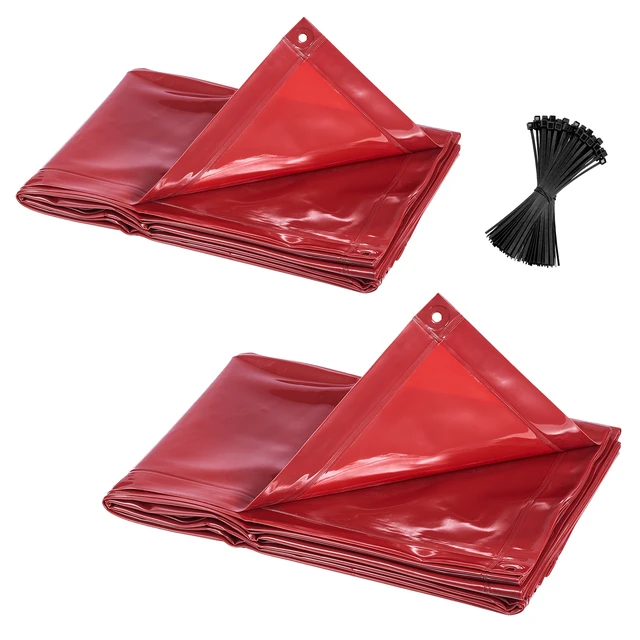 Alt view image 9 of 9 - 2PCS Welding Curtains, 6 x 8FT Welding Screen Curtain, Flame-Resistant Vinyl Safety Protective Screen with 6-Level UV Protection & Hanging Holes, Portable for Workshop/Industrial Use, Red