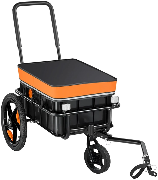 Main image of VEVOR Bike Cargo Trailer 100 lbs 2-in-1 Pushcart Heavy-Duty Bicycle Wagon, Cart with Waterproof Cover, 7 in & 16 in Wheels, Reflector, Carbon Steel Frame, Fits 22-28 in Bike Wheels, for Carrying Cargo