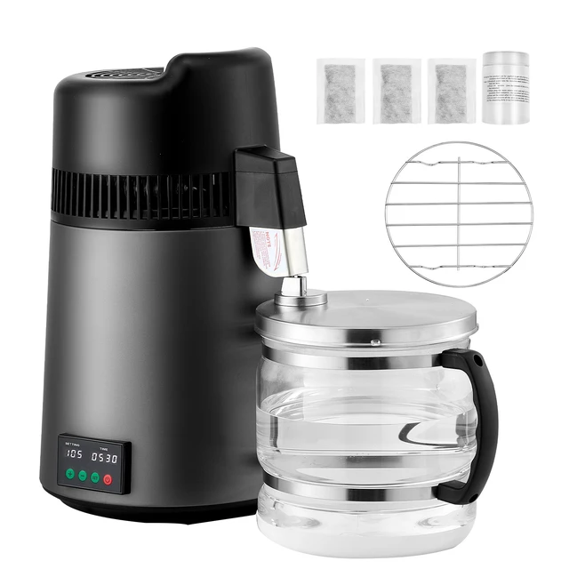 Alt view image 15 of 15 - VEVOR Water Distiller, 6L 1.6 Gallon Larger Pure Water Purifier Filter For Home Table Countertop, 900W Glass Pot Distilled Maker, Stainless Steel Interior Drinking Machine to Make Clean Waters