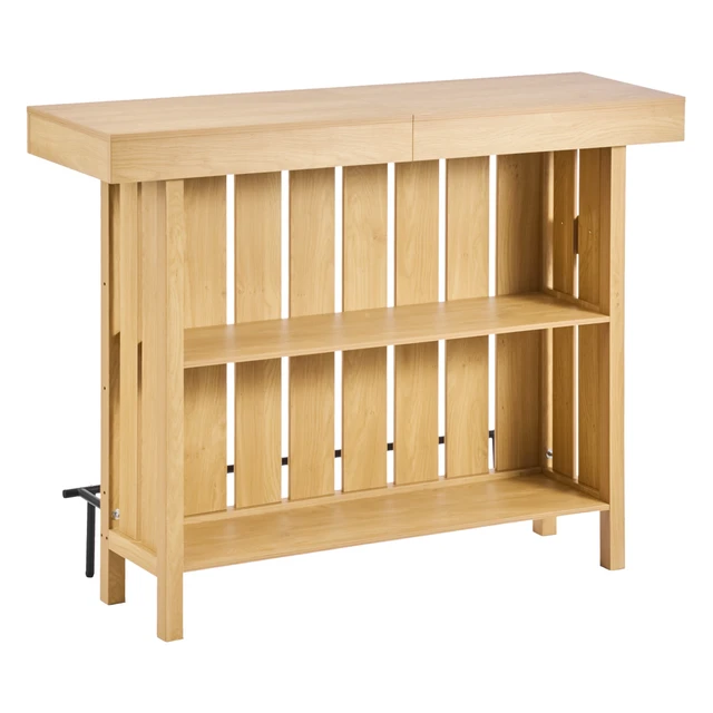 Alt view image 8 of 8 - VEVOR Home Bar Unit, Wine Bar Cabinet Table 3-Tier with Storage Shelves, Opener Storage Box & Adjustable Foot Pads, Black Footrest, Wood & Metal Liquor Cabinet for Home, Basement, Kitchen, Living Room