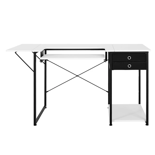 Alt view image 9 of 9 - VEVOR Sewing Table, Multipurpose Sewing Machine Table with Drawers, Foldable Side Shelf, Adjustable Shelf, Steel Legs, Computer Desk for Home, Fashion Studio, Art Studio, Educational Institution