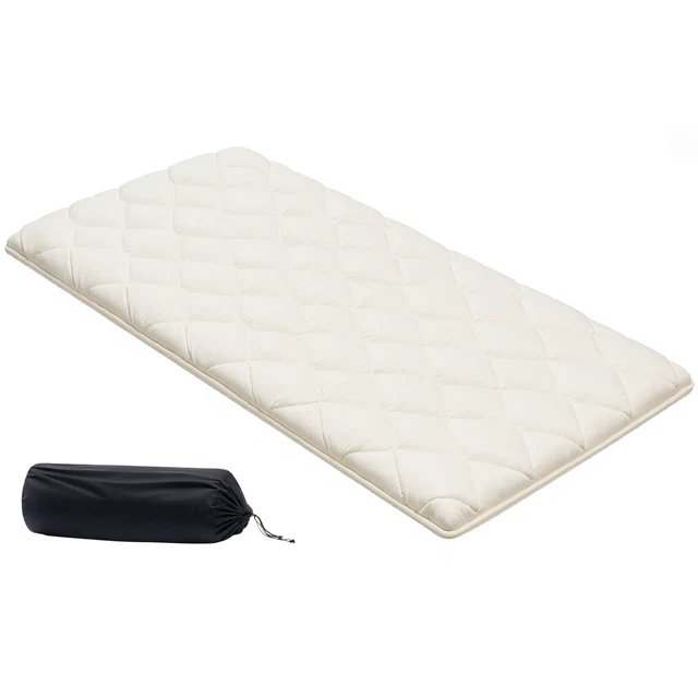 Alt view image 2 of 2 - Vevor Japanese Tatami Mat, Twin Size Foldable Japanese Tatami Mattress, Futon Mattress with Storage Bag & Fastener, 9-Layer Floor Mat for Sleeping, Dormitory, Meditation, Yoga, 80 x 39 x 2.5 in, White
