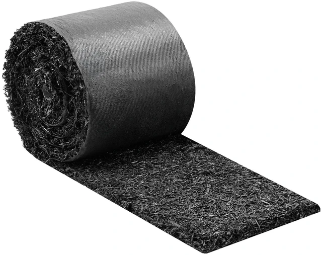 Main image of VEVOR Rubber Mulch Mat Roll, 140 x 4.5 in, Recycled Rubber Permanent Mulch Edging Border, Natural-Looking Flower Barrier with Stakes, 0.5 in Thick Cuttable Garden Edgings for Landscaping