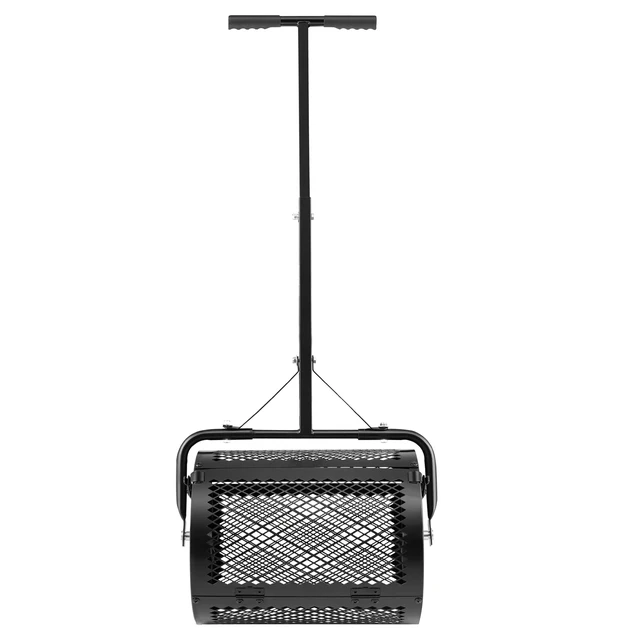 Alt view image 8 of 8 - VEVOR Compost Spreader, 16.5" Wide Peat Moss Spreader with T Shaped Handle, 3 Heights Adjustable, Powder-Coated Steel Garden Peat Moss Roller, Heavy Duty Grass Seed Roller for Planting Seeding, Black