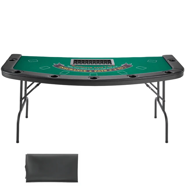 Alt view image 9 of 9 - VEVOR 72 in Semi-oval Folding Poker Table Foldable 7 Player Casino Texas Holdem Table