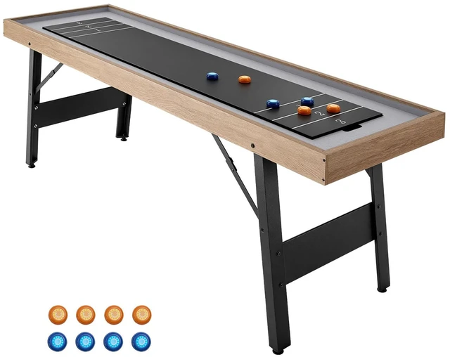 Main image of VEVOR 7 ft Shuffleboard Table, 2 in 1 Shuffleboard and Tabletop Curling Combo Game, Compact Shuffle Board with Smooth Surface, Folding Legs, 8 Pucks, Easy to Disassemble and Move, for Family Game Room
