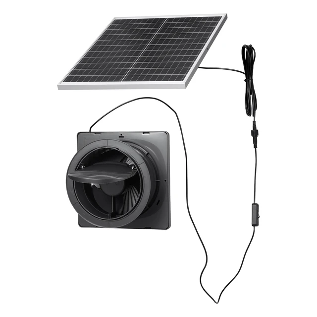 Alt view image 8 of 8 - VEVOR Solar Powered Fan, 25W Solar Panel with 220 CFM Airflow, Adjustable Panel Angle, 2030 RPM High-Speed, Flexible Install, Fast Air Exchange for Greenhouse, Grow Tents, Chicken Coops, Shelters