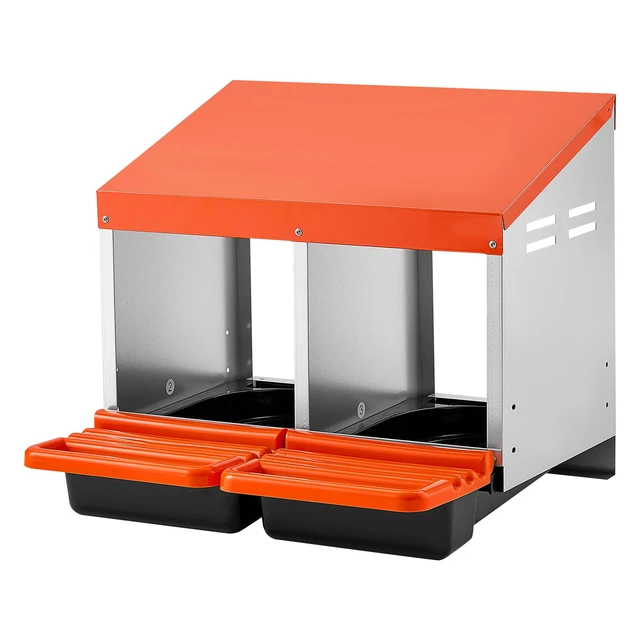 Alt view image 9 of 9 - Chicken Nesting Boxes, 2 Compartments, Easy Egg Collection, Wall Mount, Easy to Assemble, Galvanized Steel and High-Strength Plastic, Roll Away Nesting Boxes for Chickens Laying Eggs, Orange