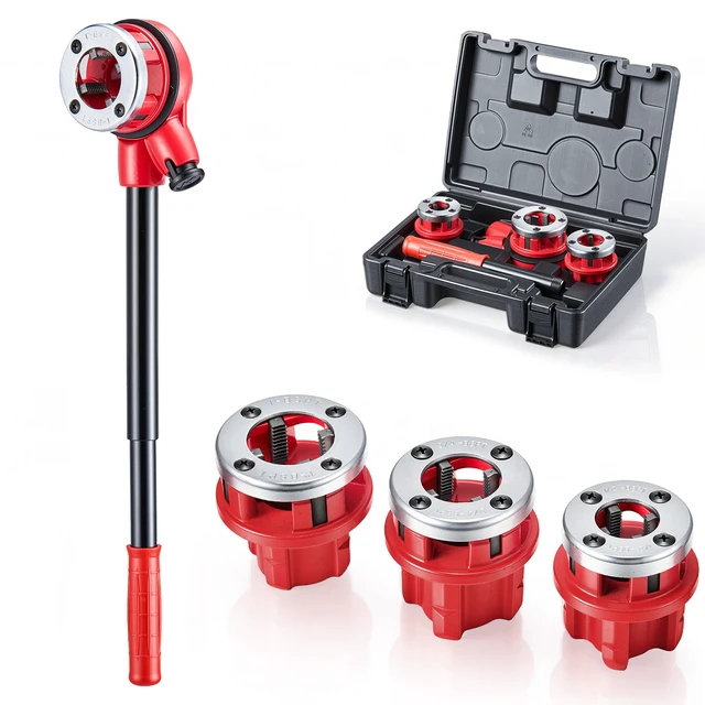 Alt view image 8 of 8 - VEVOR Ratchet Pipe Threader Kit with 3 Dies, 1/2" BSPT, 3/4" BSPT, 1" BSPT Manual Ratcheting Pipe Threading Tool, Portable Pipes Threader Set with Toolbox for Plumbing Installation & Repair
