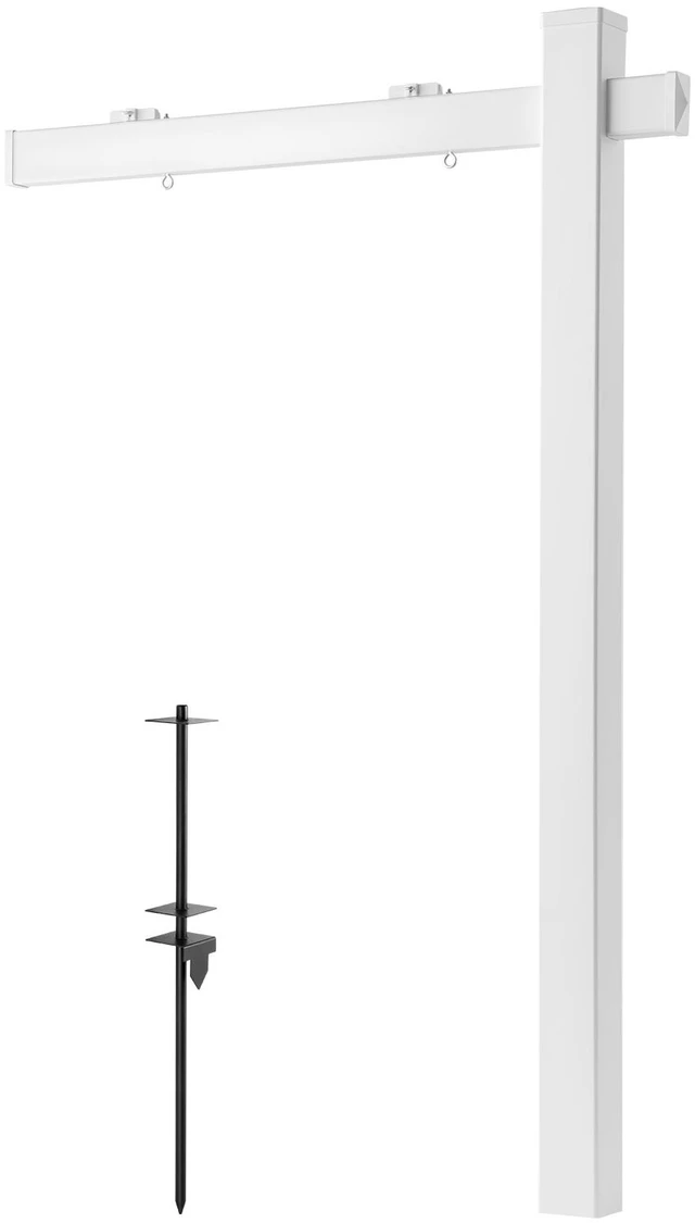Main image of VEVOR Real Estate Sign Post, 6 ft Tall, PVC Realtor Yard Sign Holder with 47 in Arm Holds up to 36 in, Easy to Install, Wind-Resistant, for Open House and Home, Yard, Road, Outdoor, White (No Signs)