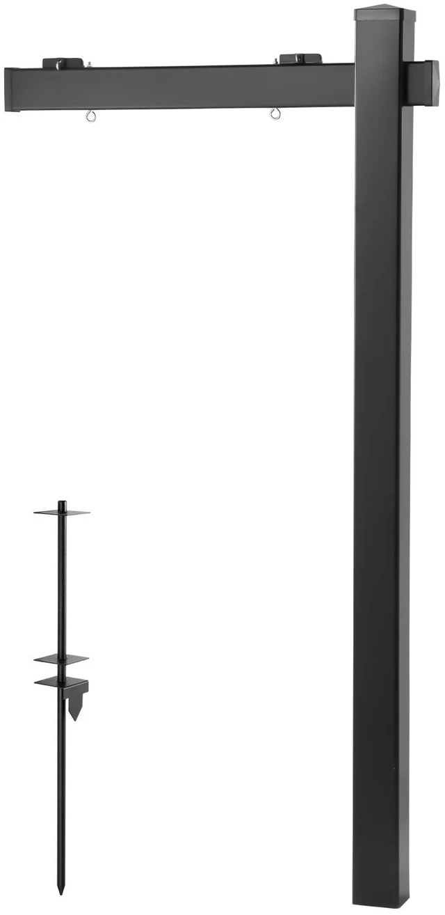 Main image of VEVOR Real Estate Sign Post, 6 ft Tall, PVC Realtor Yard Sign Holder with 36 in Arm Holds up to 24 in, Easy to Install, Wind-Resistant, for Open House and Home, Yard, Road, Outdoor, Black (No Signs)