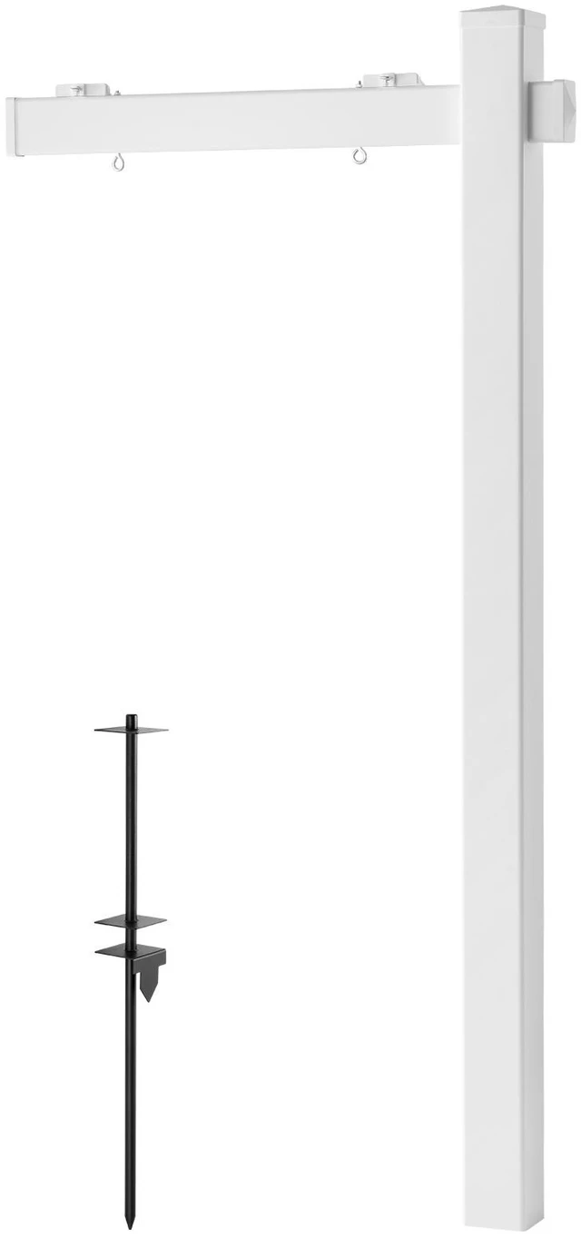 Main image of VEVOR Real Estate Sign Post, 6 ft Tall, PVC Realtor Yard Sign Holder with 36 in Arm Holds up to 24 in, Easy to Install, Wind-Resistant, for Open House and Home, Yard, Road, Outdoor, White (No Signs)