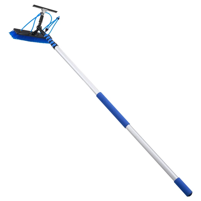 Alt view image 8 of 8 - VEVOR Solar Panel Cleaning Kit, 33 ft, Water Fed Pole Kit with Cleaning Brush, Squeegee, Soap Dispenser, Extendable Aluminum Telescopic Pole, 180° Rotatable Brush Head, for Roof Mounted Solar Panels