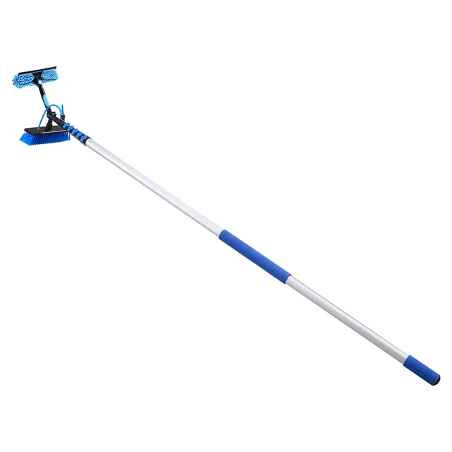 Alt view image 8 of 8 - VEVOR Solar Panel Cleaning Kit, 33 ft, Water Fed Pole Kit with Cleaning Brush, Soap Dispenser, Extendable Aluminum Telescopic Pole, 180° Rotatable Brush Head, for Roof Mounted Solar Panels, Windows