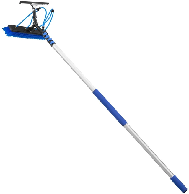 Alt view image 8 of 8 - VEVOR Solar Panel Cleaning Kit, 26 ft, Water Fed Pole Kit with Cleaning Brush, Squeegee, Soap Dispenser, Extendable Aluminum Telescopic Pole, 180° Rotatable Brush Head, for Roof Mounted Solar Panels