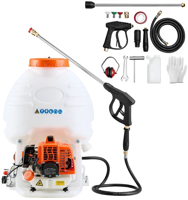 Alt view image 9 of 9 - VEVOR Gas Powered Backpack Sprayer, 26.5CC 0.9HP Engine, Garden Sprayer with 5 Gallon Tank, Large Area Coverage, Lawn Spraying Machine with 24 in Wand & Nozzles for Efficient Gardening & Farming