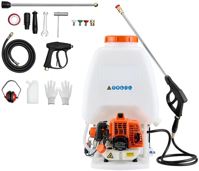 Alt view image 9 of 9 - VEVOR Gas Powered Backpack Sprayer, 26.5CC 0.9HP Engine, Garden Sprayer with 6.5 Gallon Tank, Large Area Coverage, Lawn Spraying Machine with 24 in Wand & Nozzles for Efficient Gardening & Farming